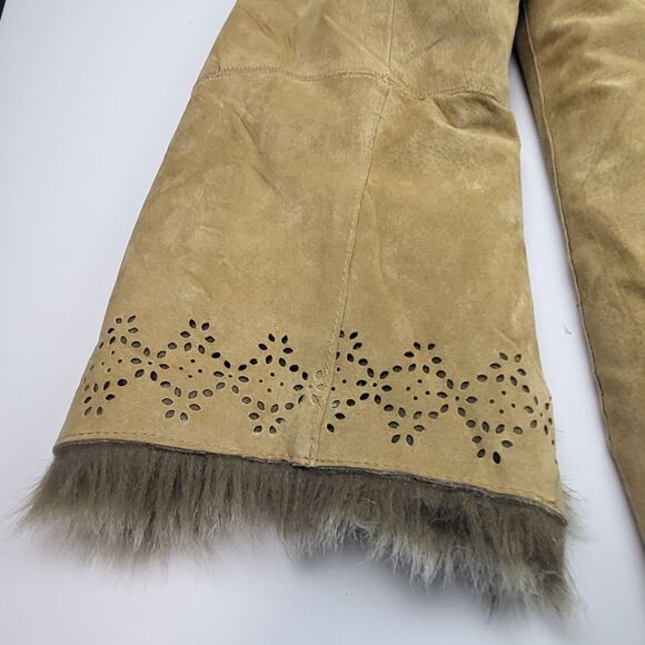 DB Studio Penny Lane Style Vintage Women's Coat Suede Leather Faux Fur Size L - Picture 14 of 16